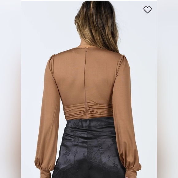 Princess Polly Jude Long Sleeve Bodysuit - Brown Size 8 - Picture 3 of 7